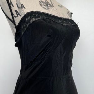 Vintage black lace trim tube top dress
